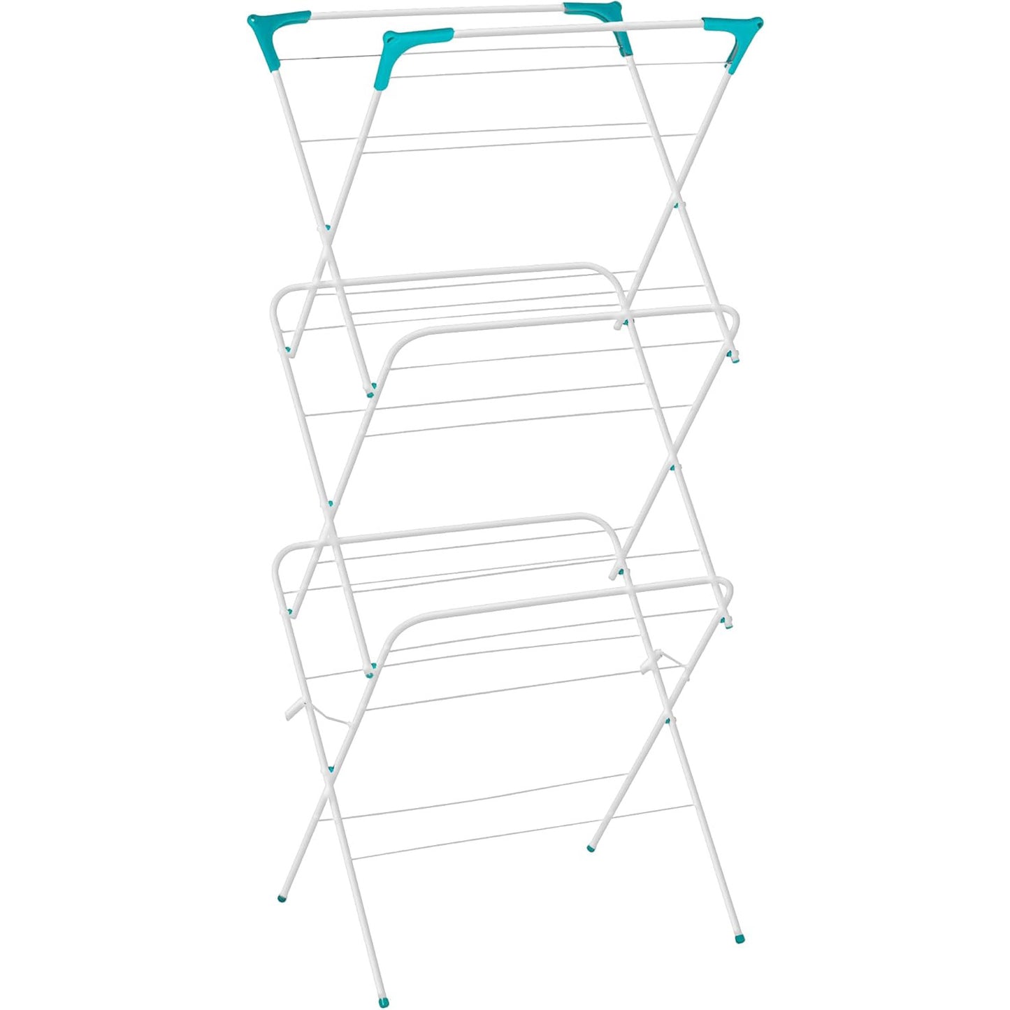 Clothes Drying Rack, 3 Tier Indoor and Outdoor Clothes Drying Rack, Lightly Textured Non Slip Rungs, White