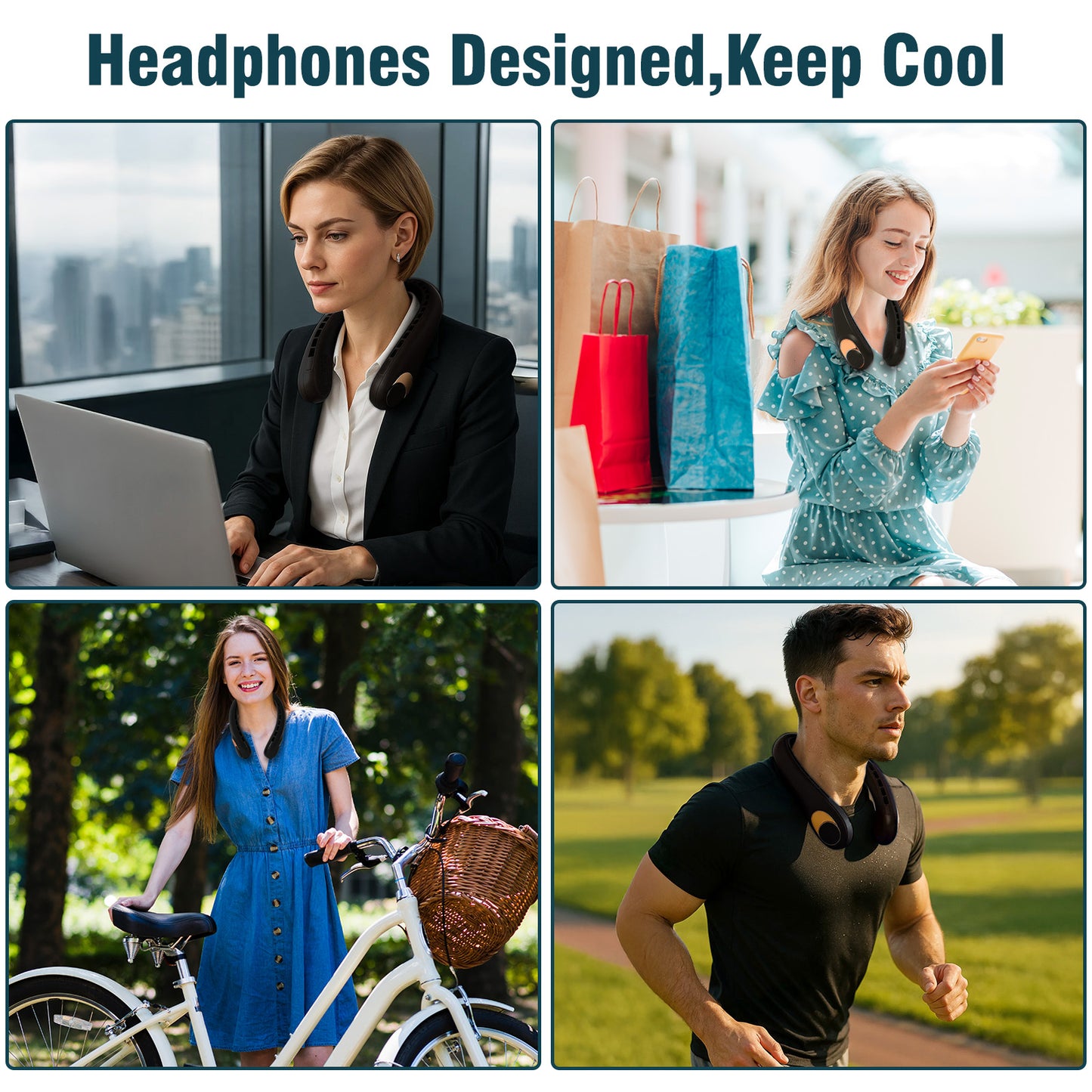 BAOKALER Neck Fan, Portable Personal Fan with 4000mAh USB-C Fast Charge, 360¡ã Cooling Hands-Free Fan, Ultra-Quiet Wearable Neck Cooler Perfect for Indoor/Outdoor Black (2 Pack)
