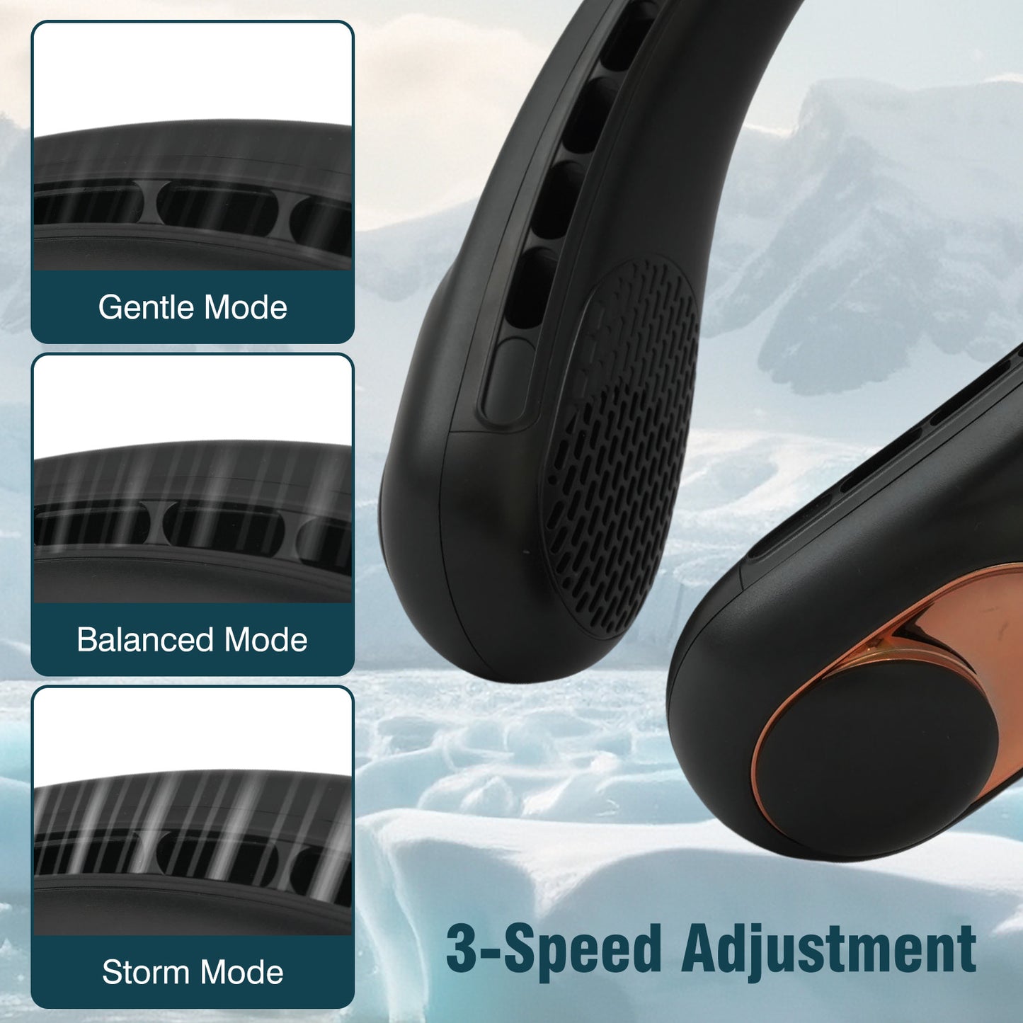 BAOKALER Neck Fan, Portable Personal Fan with 4000mAh USB-C Fast Charge, 360¡ã Cooling Hands-Free Fan, Ultra-Quiet Wearable Neck Cooler Perfect for Indoor/Outdoor Black (2 Pack)