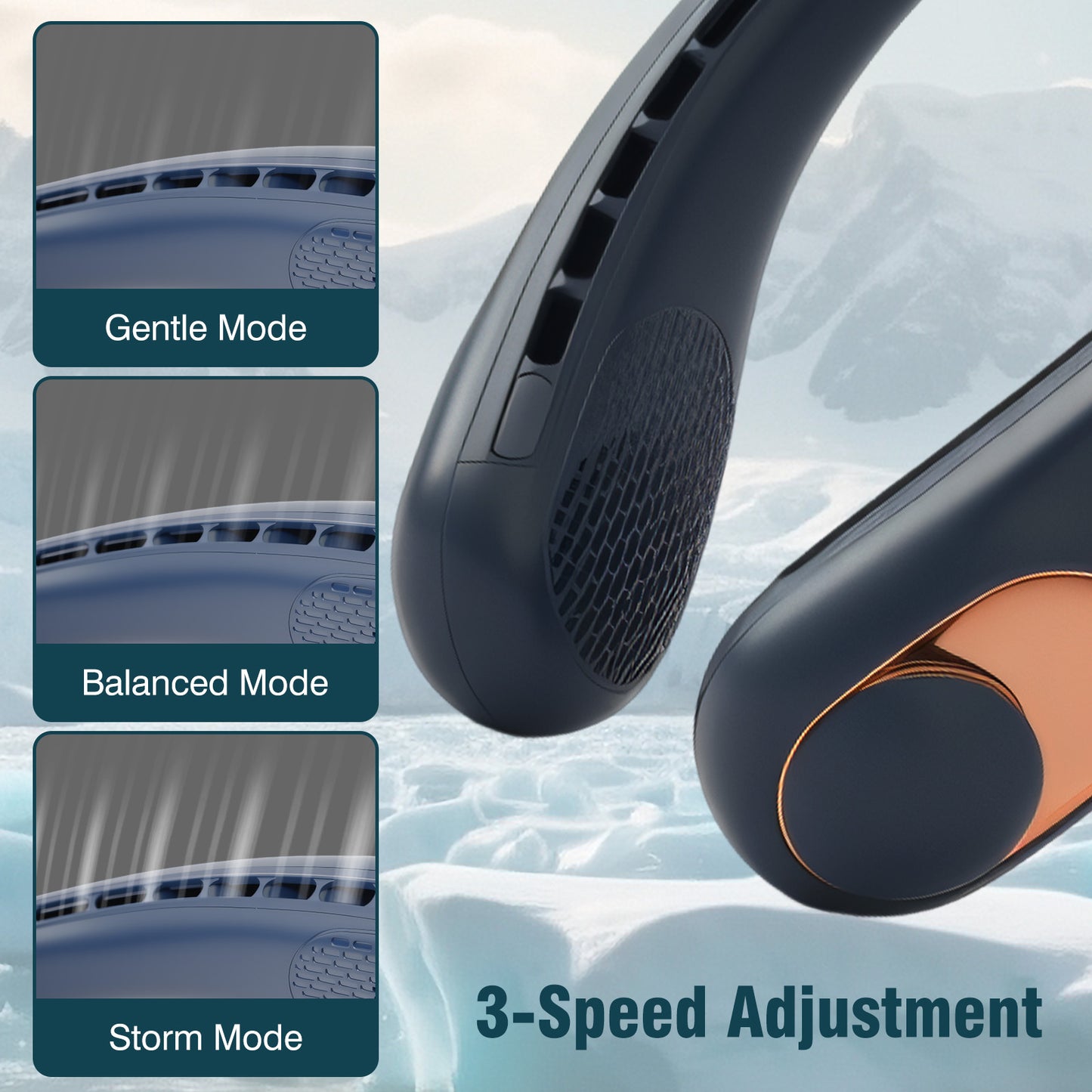 Neck Fan 4000mAh USB-C Fast Charge Hands-Free Fan, 3-Speed Wind Air Volume On 2 Sides Wearable Neck Fan, Ultra-Quiet personal Fan perfect For Office Outdoor and Travel Blue