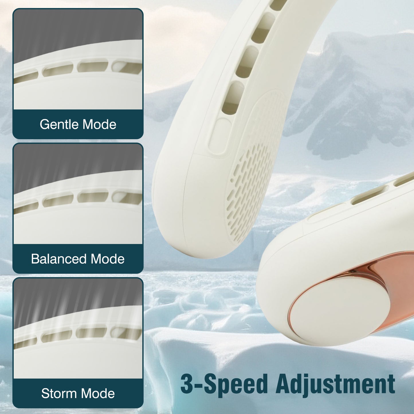Neck Fan 4000mAh & USB-C Fast Charge portable Fan, Bladeless 360¡ã Cooling 3-Speed Adjustable Wind for Office Travel Sports, Hands-Free personal Fan for Men Women White