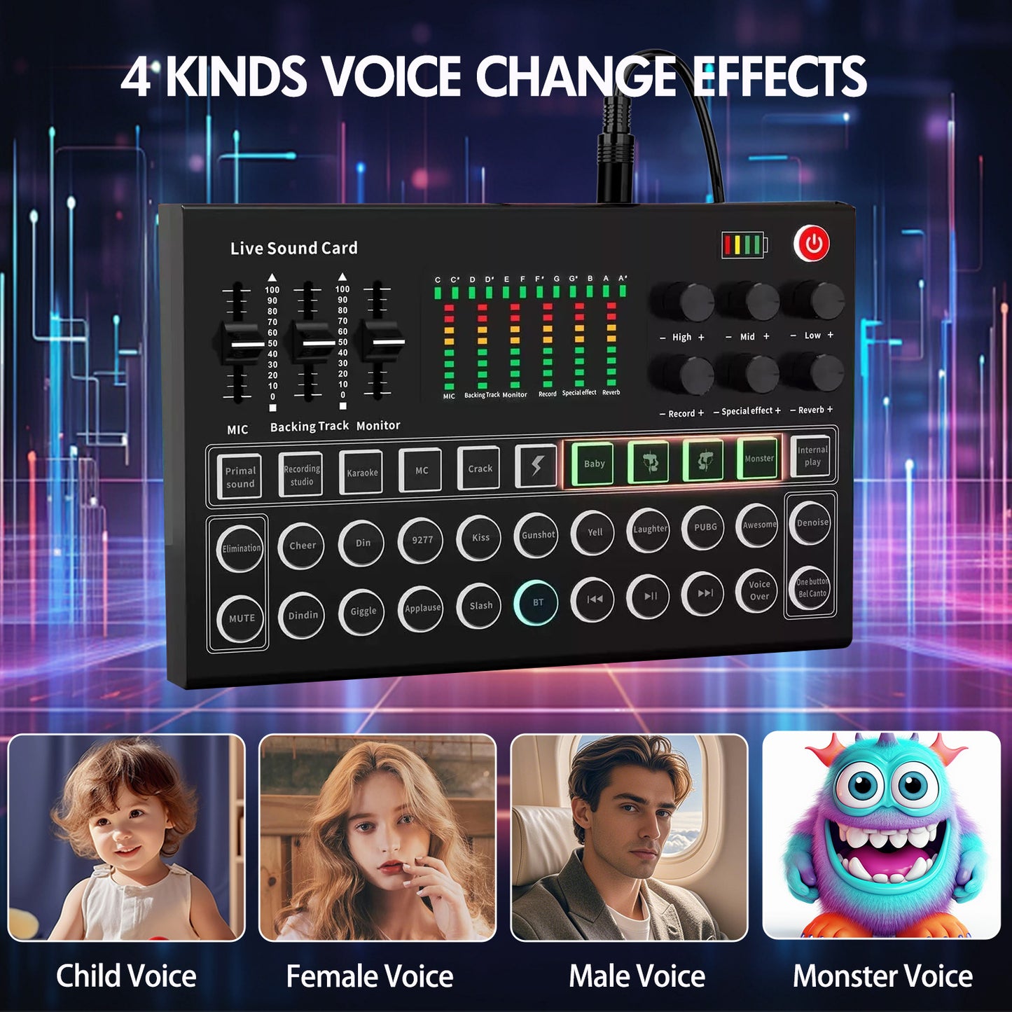 Podcast Equipment Bundle, Audio Interface DJ Mixer with Microphone, M9 Changer with T118 Podcast Microphone Bundle, Studio Equipment for Podcasting, Recording, Singing, Streaming