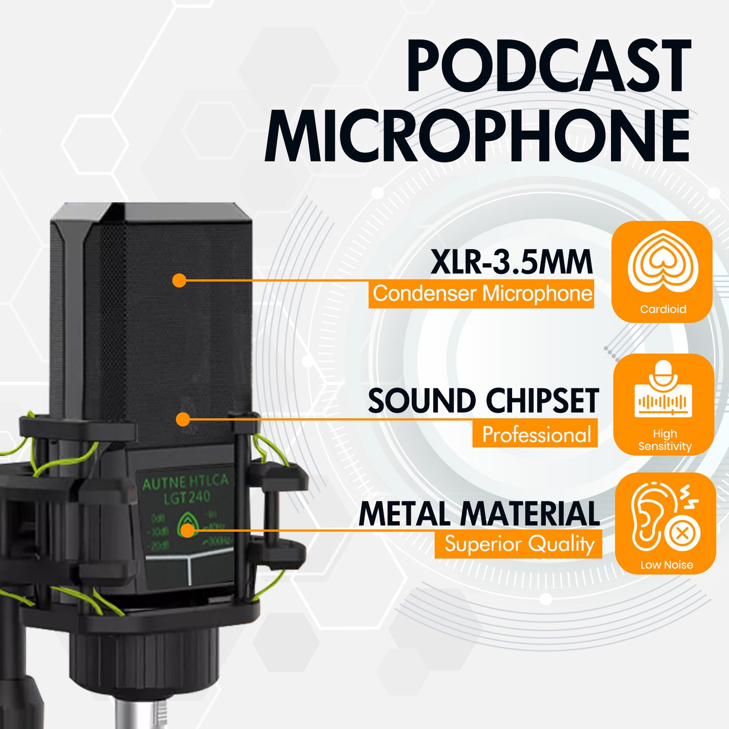 Podcast Equipment Bundle, SK300 Changer with Podcast Microphone Bundle, LED Light, Studio Equipment for Living Broadcast Live Streaming YouTube TikTok