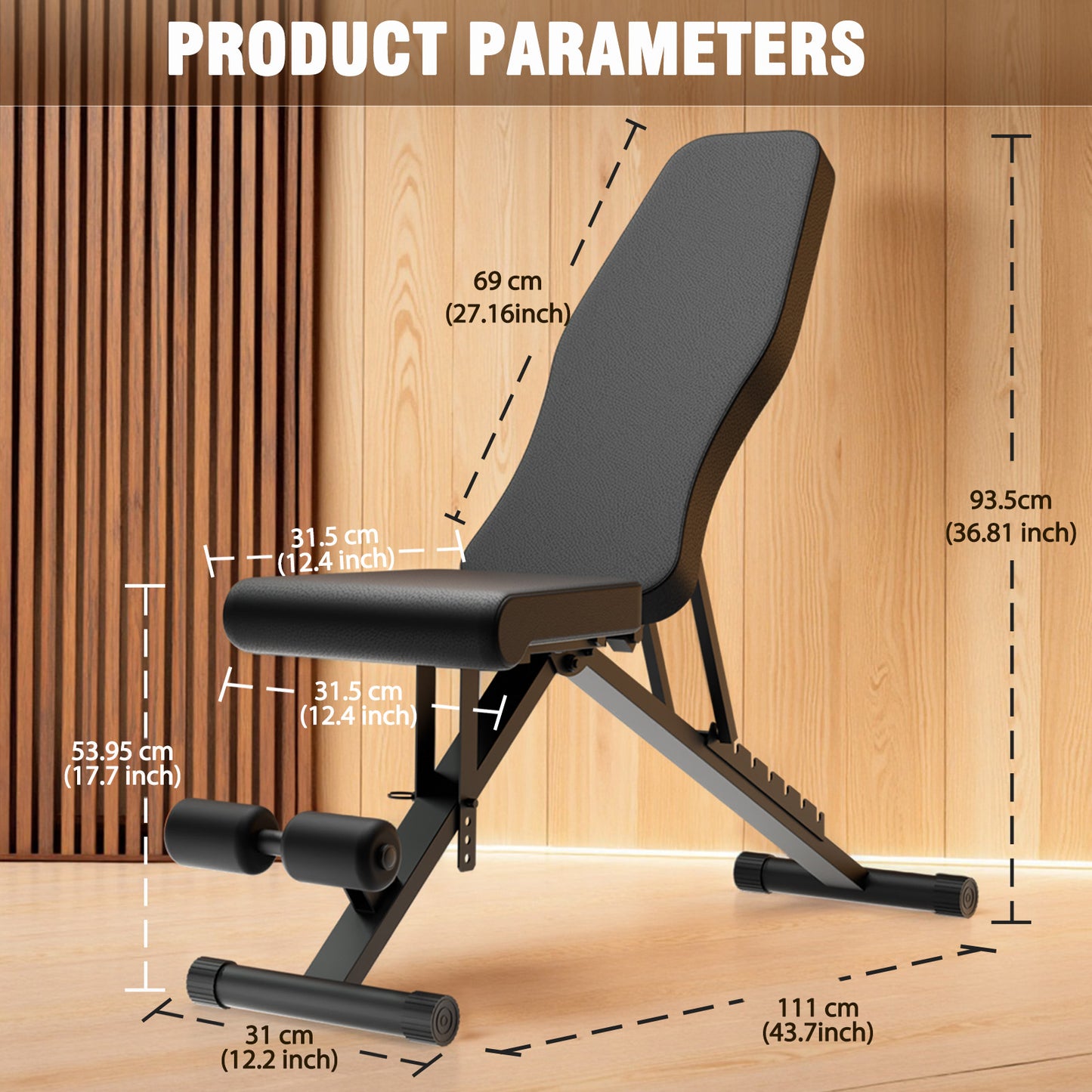 Weight Bench, Foldable 8-in-1 Workout Bench for Full Body Exercise, 1000lb Max Load, Adjustable Fitness Bench for Home Gym Strength Training