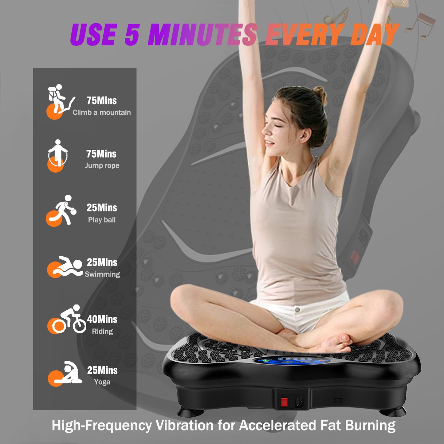 Vibration Plate for Exercise Fitness Platform Exercise Machine Vibrating Lymphatic Drainage Shaking Full Body Shaker Workout Vibrate Stand Shake Board for Weight Loss Fat Burner