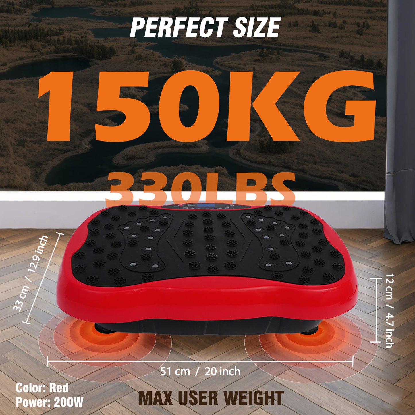 RICAN Vibration Plate Exercise Machine 330lb, Vibration Board for Lymphatic Drainage, Full Body Workout Vibrating Fitness Platform, Waver Stand for Weight Loss, Red