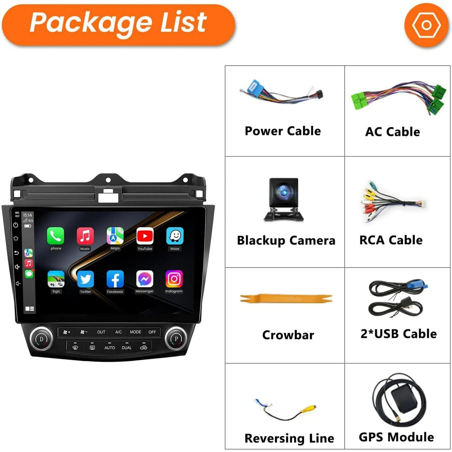 Car Radio for Honda Accord 2003-2007 Car Stereo with Wireless Carplay/Android, 2+32G Android 13 Car Radio, 10.1" Touchscreen Autoradio Support Mirror Link GPS Navigation Backup Camera