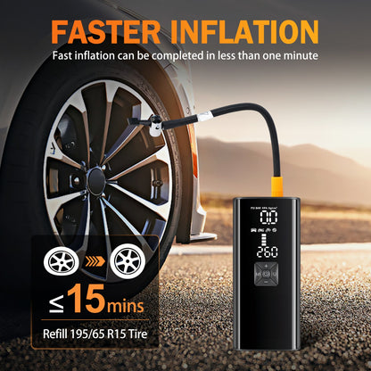 Tire Inflator Portable Air Compressor Air Pump, 6000mAh Cordless Electric for Car, Motorcycle, Bike, Ball, with Tire Gauge Pressure