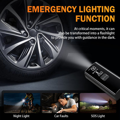 Tire Inflator Portable Air Compressor Air Pump, 6000mAh Cordless Electric for Car, Motorcycle, Bike, Ball, with Tire Gauge Pressure