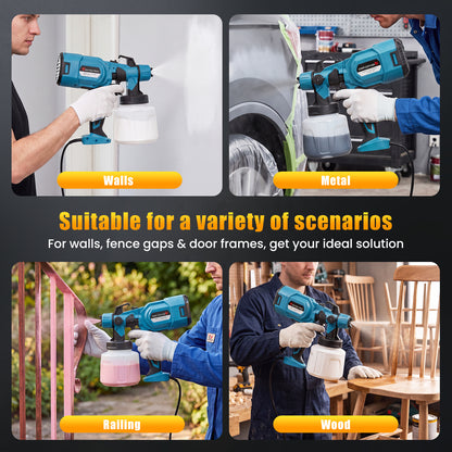 Baokaler Paint Sprayer, 1000W HVLP Electric Spray Gun with 1400ml Container, 4 Copper Nozzles & 3 Spray Patterns for Furniture, Cabinets, Walls, House Painting, Blue
