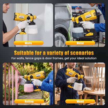 Baokaler Paint Sprayer, 1000W HVLP Electric Spray Gun with 1400ml Container, 4 Copper Nozzles & 3 Spray Patterns for Furniture, Cabinets, Walls, House Painting, Yellow