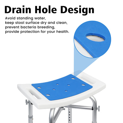Shower Chair 400lbs Heavy Duty Shower Stool with Padded Bath Seat, Tool-Free Assembly, Height Adjustable Anti-Slip Shower Bench Bathtub Stool Seat for Elderly, Senior, Handicap & Disabled