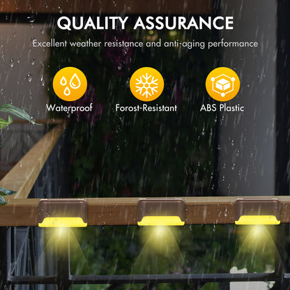 4PCS Outdoor Solar Deck Lights, Waterproof Solar Step Lights, LED Solar Lights for Outdoor Stairs Fence Yard Patio Railing Garden Pathway Christmas Decoration Lights(Brown-Warm White)