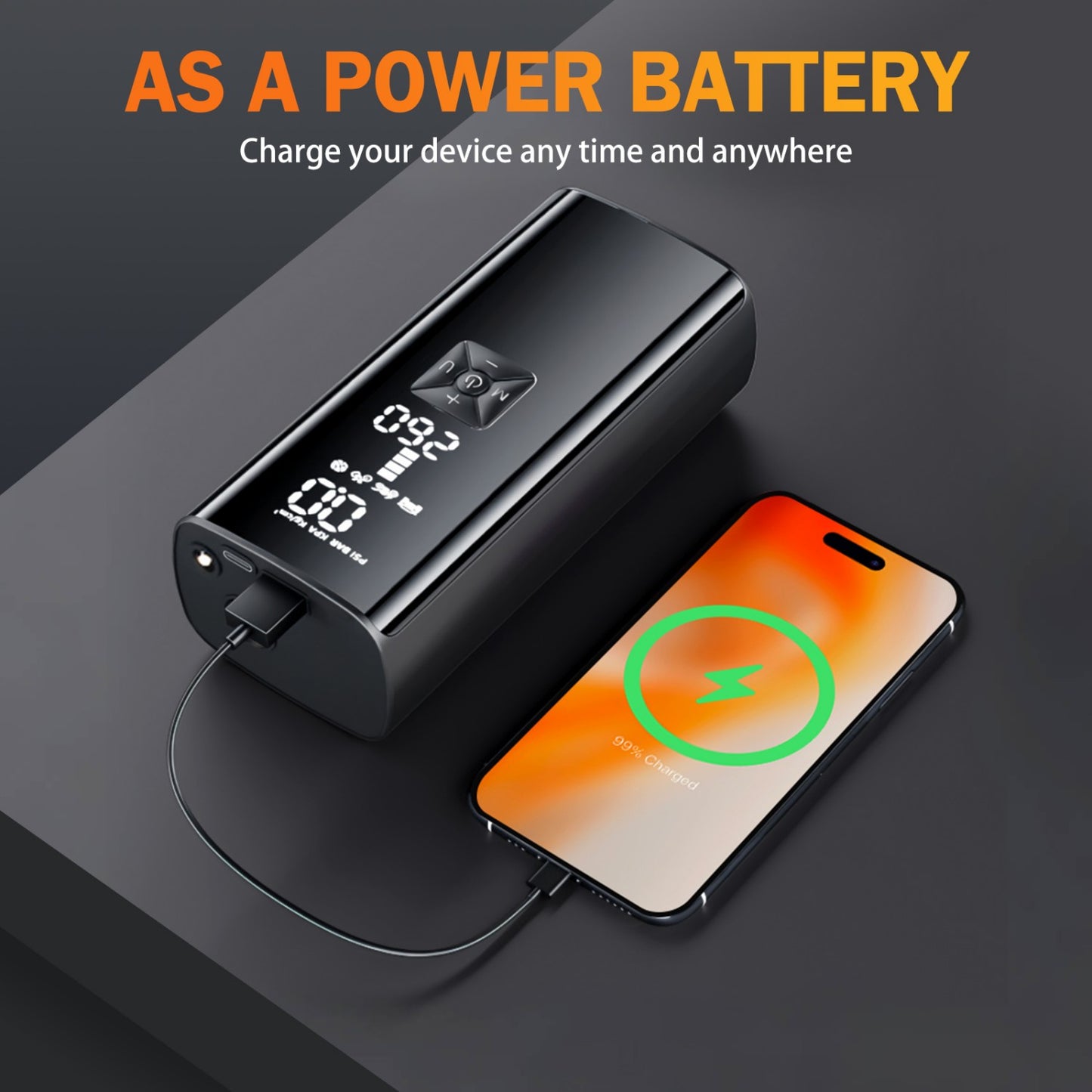 Tire Inflator Portable Air Compressor Air Pump, 6000mAh Cordless Electric for Car, Motorcycle, Bike, Ball, with Tire Gauge Pressure