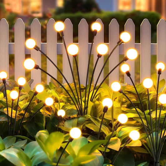 2 Pack Solar Firefly Swaying Lights, Outdoor Solar Garden Lights, LED Waterproof Firefly Lights for Yard Patio Pathway Decor, Warm White