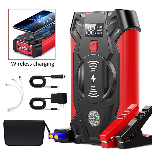 Portable Car Jump Starter 4000A Peak 39800mAH Battery Jump Starter, Up to 8.0L Gas or 6.5L Diesel, 12V Auto Battery Booster with Wireless Charging & LCD Display, 4 LED Modes, Power Bank Charger