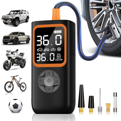 CATGOOD Portable Tire Inflator, 150PSI Cordless Car Air Compressor with Digital Pressure Gauge and LED Light, Auto Air Pump For Compact Car, AirMotorcycles, Electric Bikes, Ball
