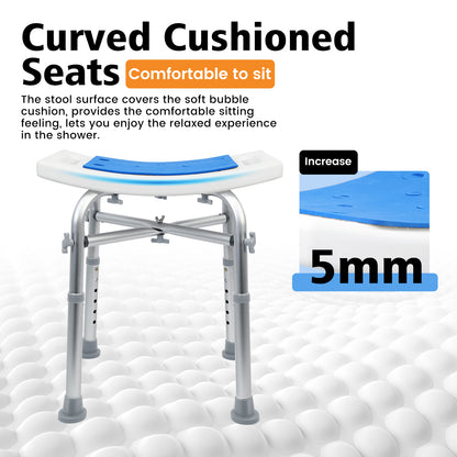 Shower Chair 400lbs Heavy Duty Shower Stool with Padded Bath Seat, Tool-Free Assembly, Height Adjustable Anti-Slip Shower Bench Bathtub Stool Seat for Elderly, Senior, Handicap & Disabled