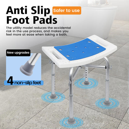 Shower Chair 400lbs Heavy Duty Shower Stool with Padded Bath Seat, Tool-Free Assembly, Height Adjustable Anti-Slip Shower Bench Bathtub Stool Seat for Elderly, Senior, Handicap & Disabled