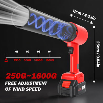TOPZOO Cordless Leaf Blower Portable Dust Cleaner Handheld Blower 4 Adjustable Speed with Extended Nozzle and LED Display for Drying, Patio Cleaning, 2 X 4.0Ah Batteries