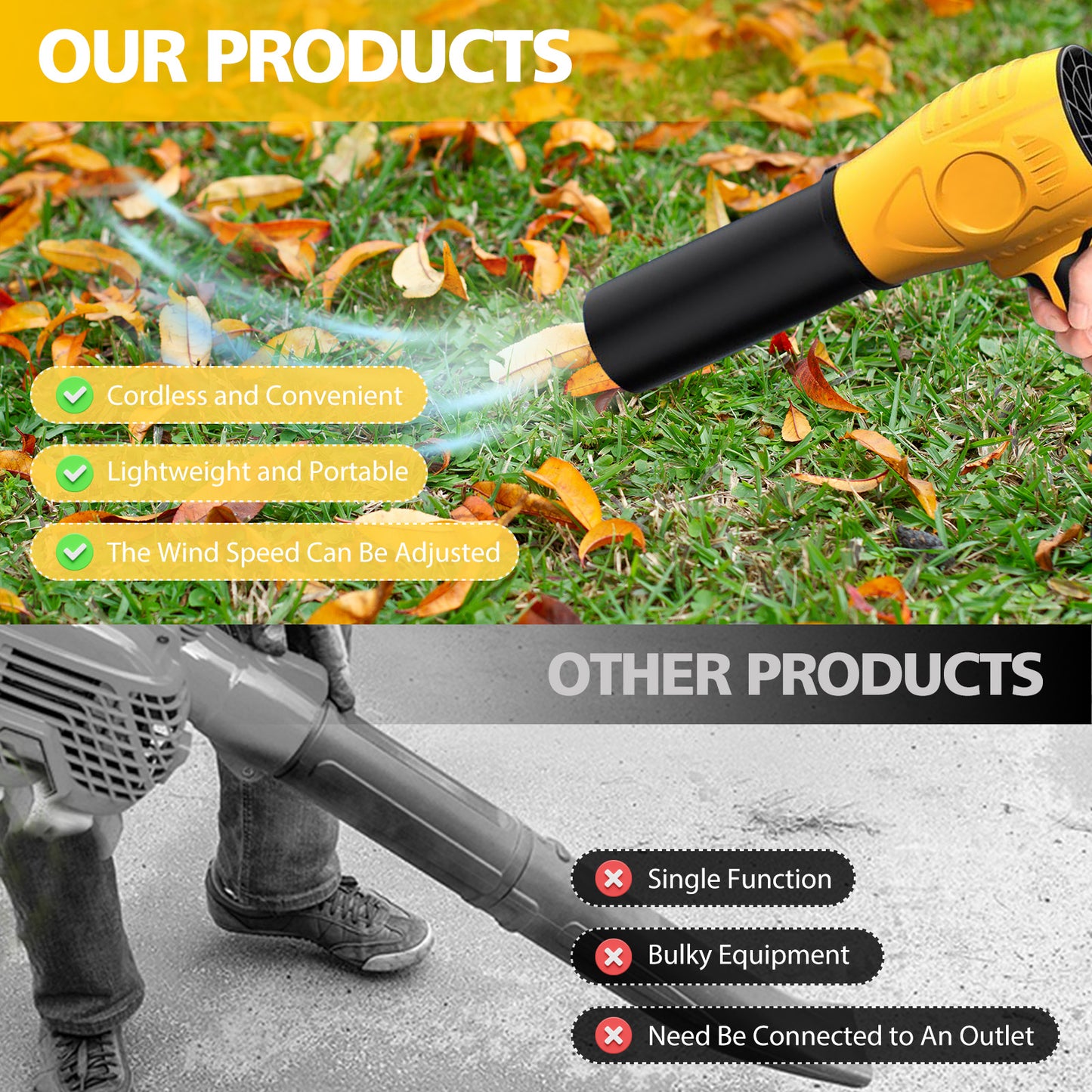 TOPZOO Leaf Blower Cordless with Extended Nozzle, 80000 RPM, 2 Batteries and Charger, Lightweight Handheld Design,Blower for Patio Cleaning, Car Blowing Water