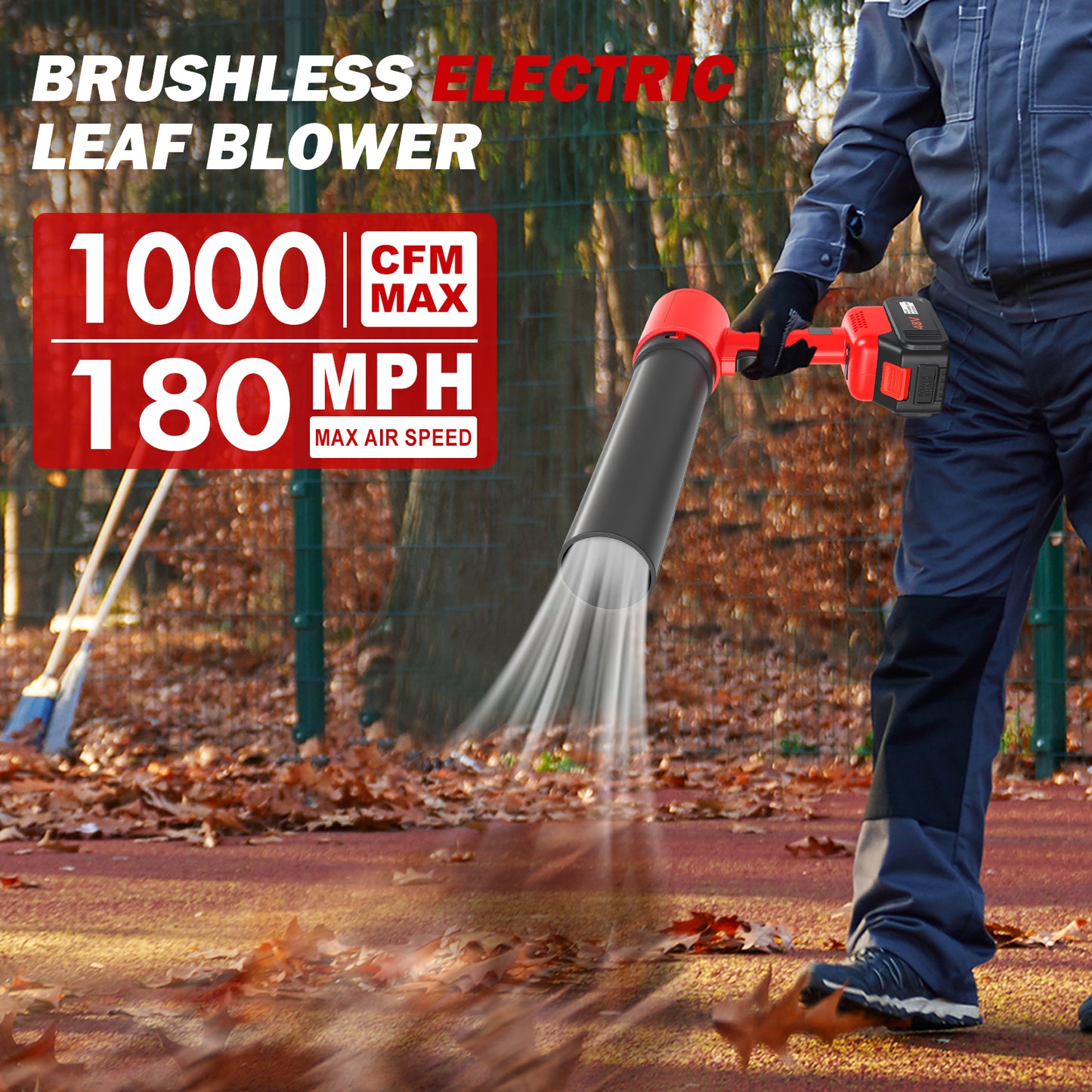 TOPZOO Cordless Leaf Blower Portable Dust Cleaner Handheld Blower 4 Adjustable Speed with Extended Nozzle and LED Display for Drying, Patio Cleaning, 2 X 4.0Ah Batteries