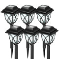 Catgood Solar Lights Outdoor Pathway, 6 Pack Solar Garden Stake Lights for Yard Patio Walkway Planter Pool, LED Waterproof, Warm White