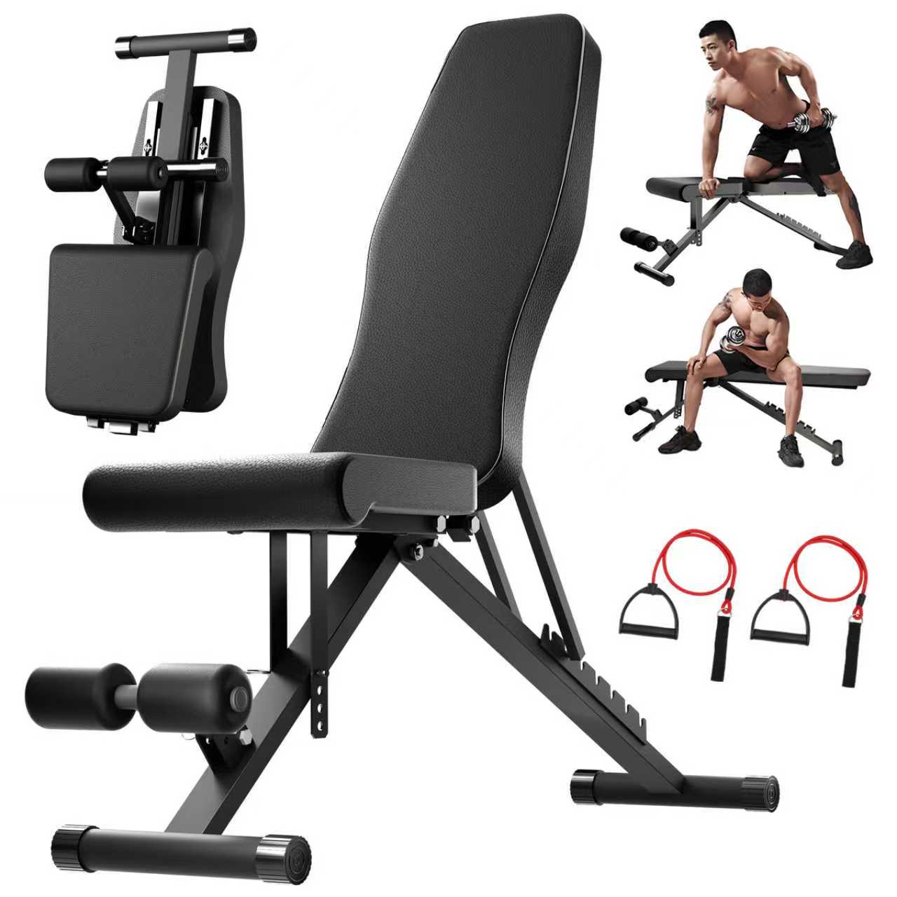 Weight Bench, Foldable 8-in-1 Workout Bench for Full Body Exercise, 1000lb Max Load, Adjustable Fitness Bench for Home Gym Strength Training