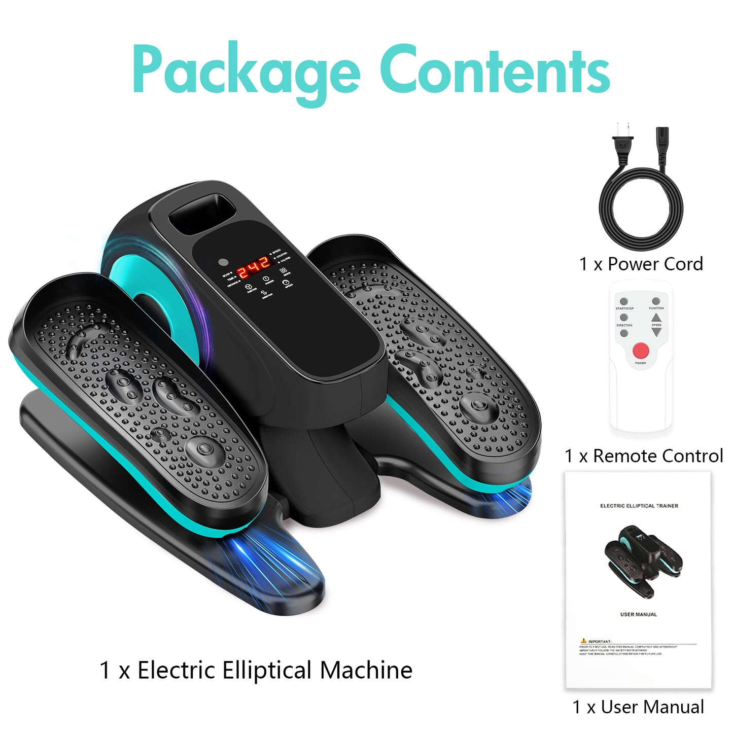 Under Desk Elliptical Machine, Ellipse Leg Exerciser with Remote Control & 12 Adjustable Speeds, Noiseless Ellipse Leg Exerciser, Fully Assembled Elliptical Training Machine