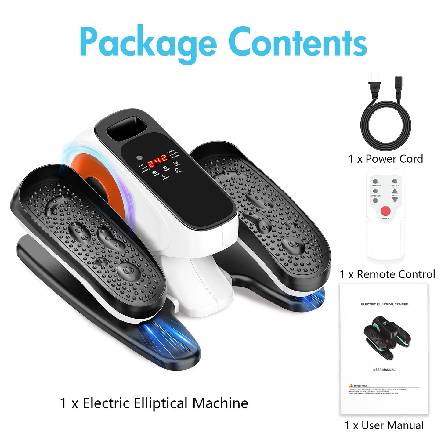 Under Desk Elliptical Machine, Powered Leg Exerciser for Seniors While Sitting, Portable Mini Elliptical with Remote Control, 12 Adjutable Speed Levels