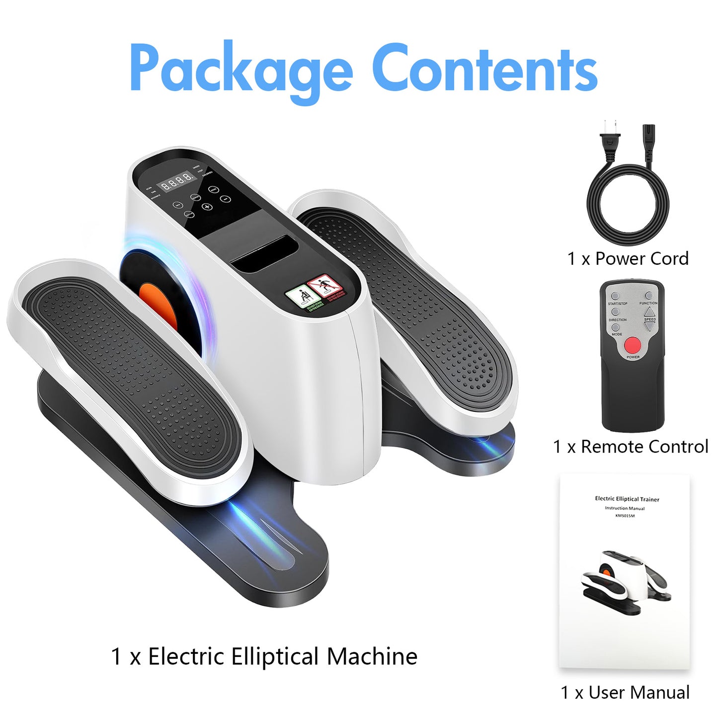 Under Desk Elliptical, Leg Exerciser for Seniors Fuly Assembled, Quiet & Portable Electric Seated Pedal Exerciser Adjustable Speeds, White