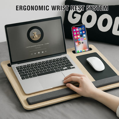 Baokaler Lap desk, Portable Laptop Desk with Pillow, Lapdesk Table with Soft Pillow, Fits up to 15.6 inches, White