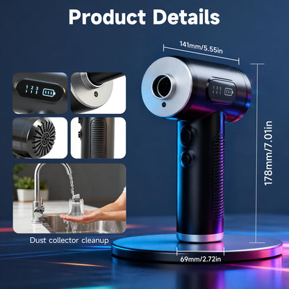 Compressed Air Duster, 120000RPM Mini Vacuum Cleaner Cordless, 3 Gear Adjustable Electric Air Duster/Car Vacuum Cleaner, Keyboard Duster with LED Light 13 Kits Air Blower for Computer