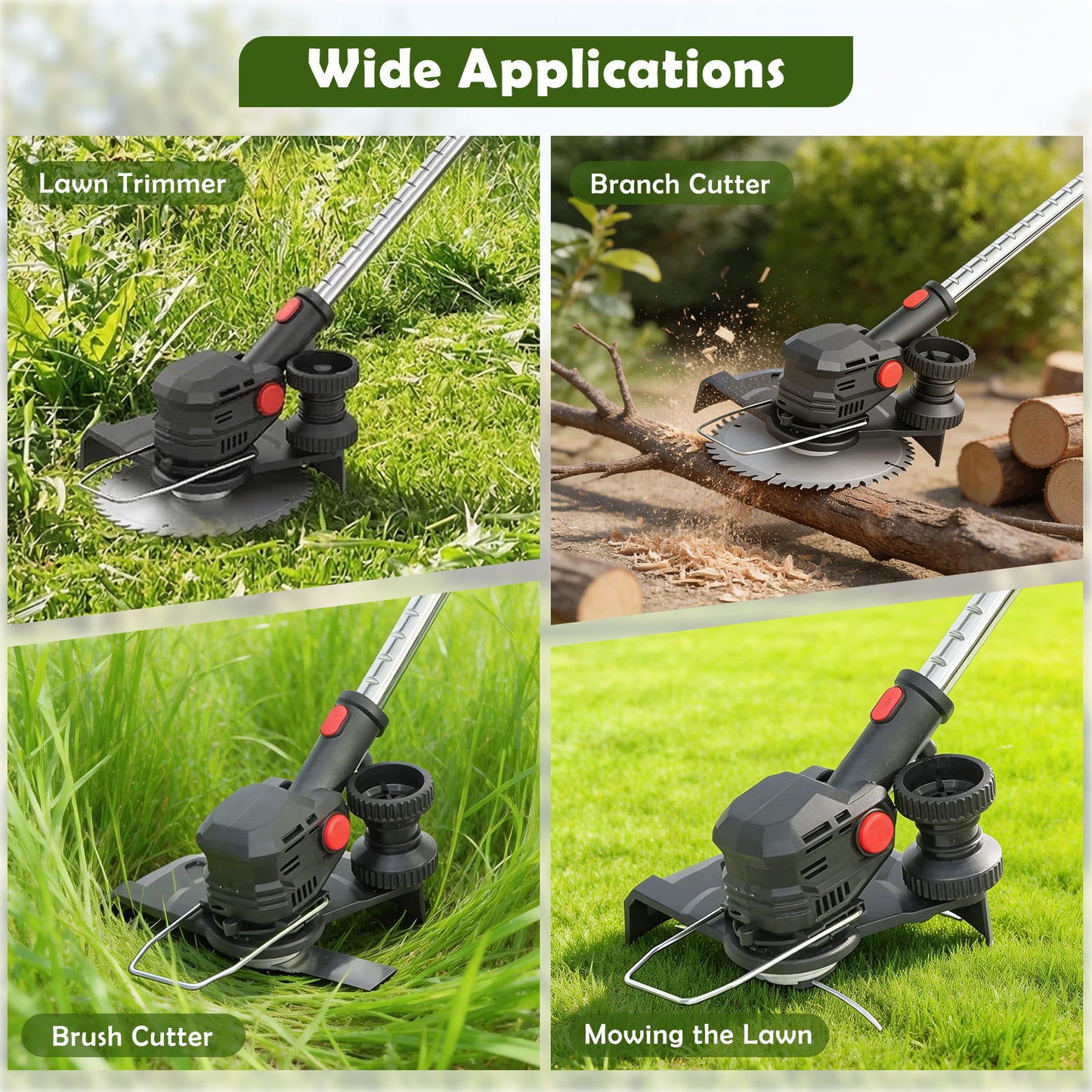Electric Cordless Weed Eater, 4.0Ah Cordless Weed Wacker String Trimmer, 24V Grass Trimmer with 2 Battery, Charger Included