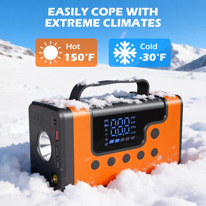 Portable Car Jump Starter with Air Compressor, 8-in-1 Car Battery Chargers with Cordless Handheld Vacuum (8.0L Gas&6.0L Diesel)Jumper Box with 150PSI Tire Inflator, 12V Battery Booster, Holiday Gifts