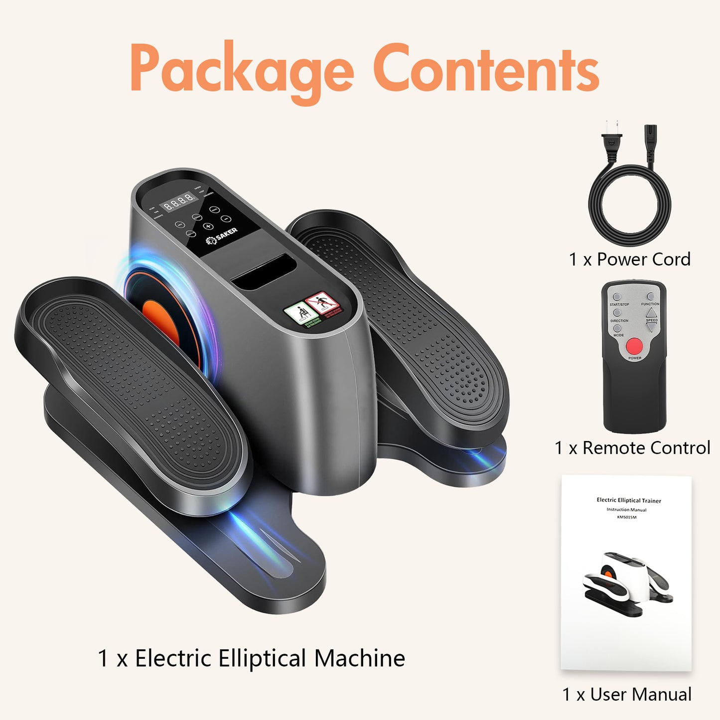 Under Desk Elliptical Machine, Leg Exerciser While Sitting for Seniors, Seated Pedal Exerciser with LED Display Monitor