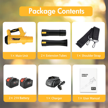 Leaf Blower with Battery & Charger, 21V Cordless Leaf Blower with 2x6.0 Ah Battery, Electric Leaf Blower with 6 Speed Mode, 280MPH Battery Operated Leaf Blower for Patio Garden Lawn Cleaning