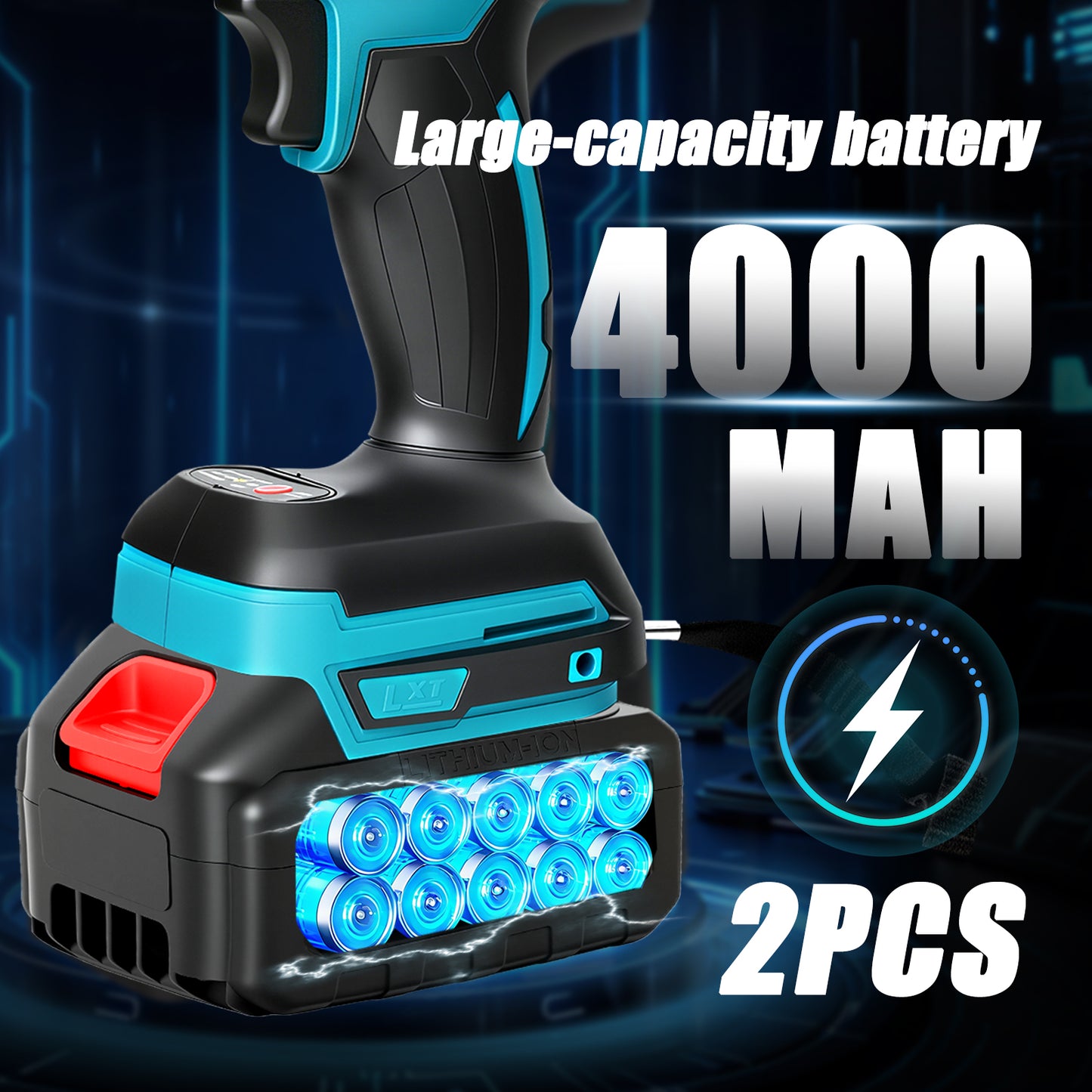 Baokaler Cordless Impact Wrench 1/2-Inch, Max Torque 740 Ft-lbs Impact Gun, High Efficiency Brushless Motor with Fast Charger and 2 Battery, 21V High Torque Power Impact Driver for Car/Mower