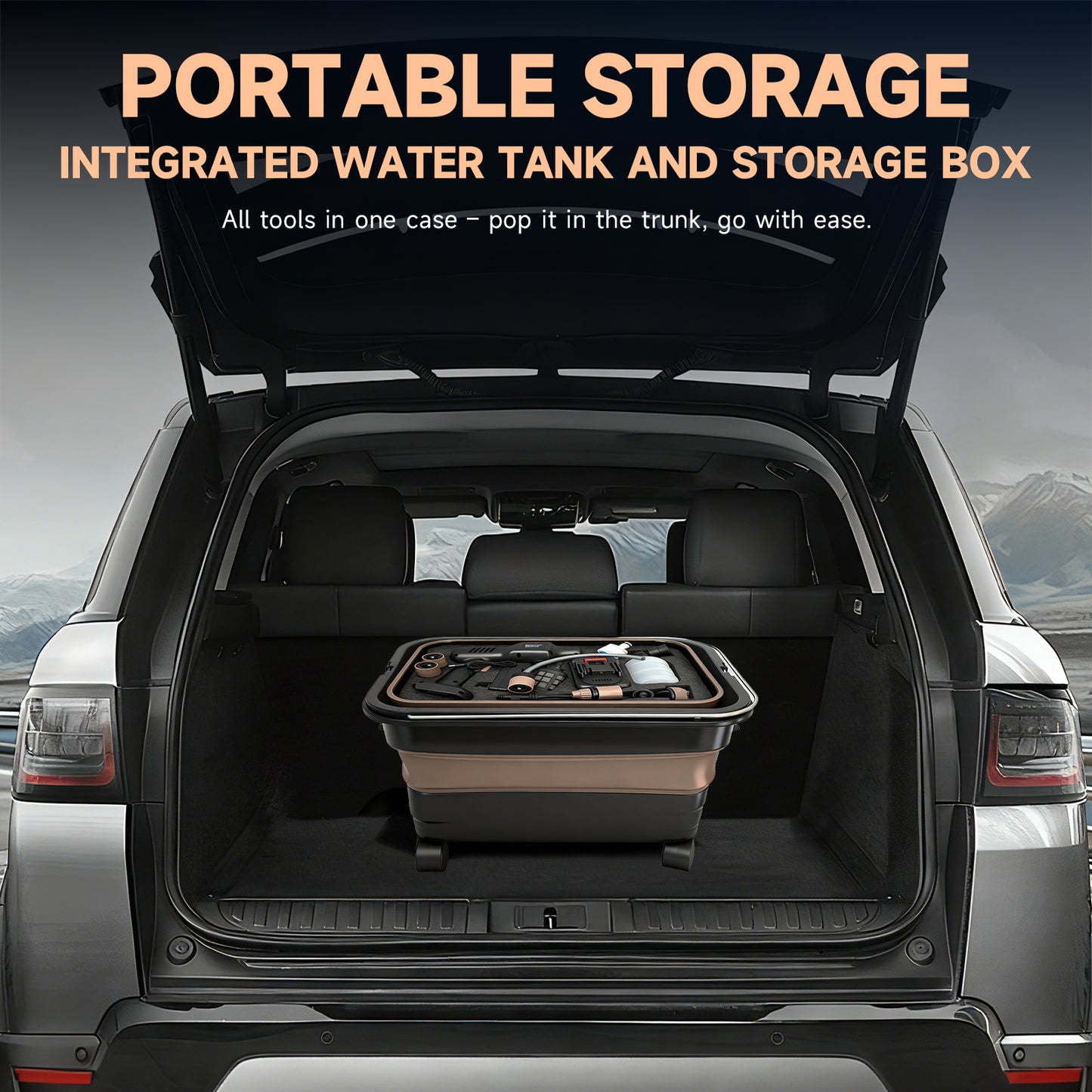 BAOKALER Portable Pressure Washer with Foldable Water Container (Black), 1160PSI High Power Washer, 21V Cordless with 4.0Ah Dual Batteries & 6-in-1 Nozzle for Car, Patio, Fence, Deck, Driveway Cleaning