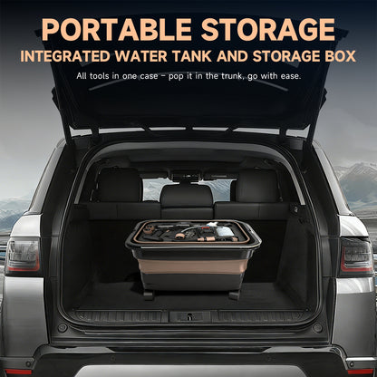 BAOKALER Portable Pressure Washer with Foldable Water Container (Black), 1160PSI High Power Washer, 21V Cordless with 4.0Ah Dual Batteries & 6-in-1 Nozzle for Car, Patio, Fence, Deck, Driveway Cleaning