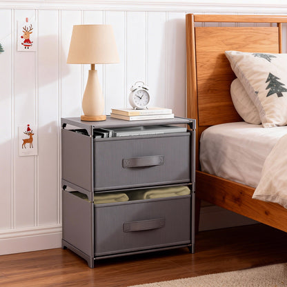 BAOKALER Multifunctional Bedroom Storage Cabinet Drawers for Clothes, Fabric Dressers for Bedroom with 2 Drawers, Small Dresser for Living Room, Hallway, Gray