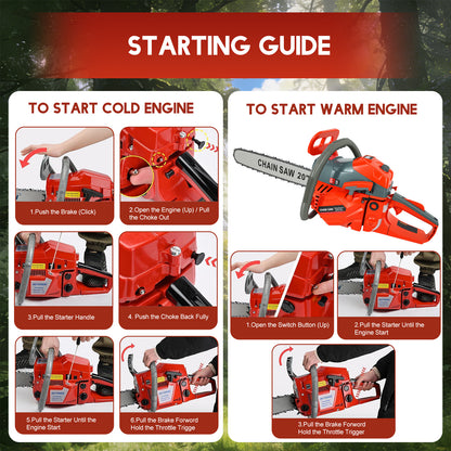 BAOKALER 20-Inch Gas Chainsaw, 10700 RPM 2-Cycle 62CC Heavy Duty Gas Chainsaw, 3.4HP Powerful Chainsaws, for Farm/Garden/Ranch/Wood Cutting