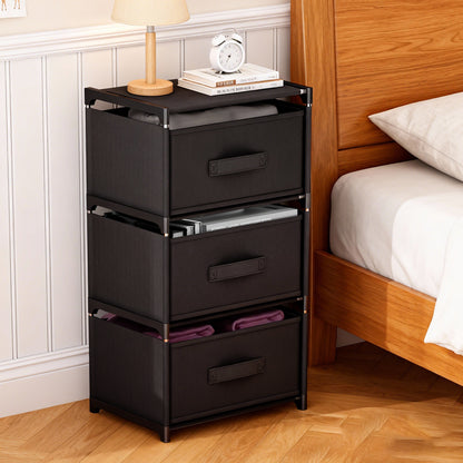 BAOKALER Fabric Dressers for Bedroom with 3 Drawers, Multifunctional Bedroom Storage Cabinet Drawers for Clothes, Small Dresser for Living Room, Hallway, Black