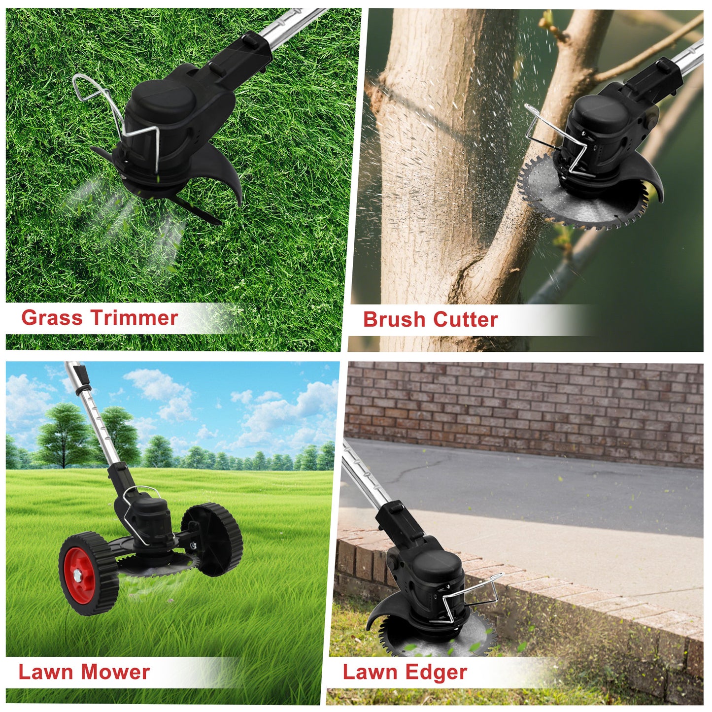 Weed Wacker, Cordless Electric Weed Eaters Weed Trimmer with 2 Battery, Black