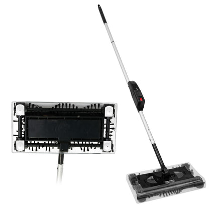 CATGOOD Cordless Rechargeable Floor Sweeper, Manual Floor Sweeper Lightweight Floor Cleaner with Low Profile Body to Reach Under Furniture, Black
