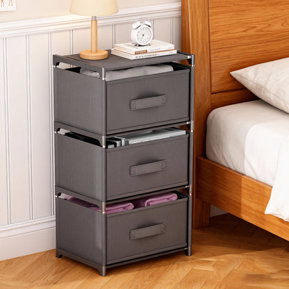 BAOKALER Multifunctional Bedroom Storage Cabinet Drawers for Clothes, Fabric Dressers for Bedroom with 3 Drawers, Small Dresser for Living Room, Hallway, Gray