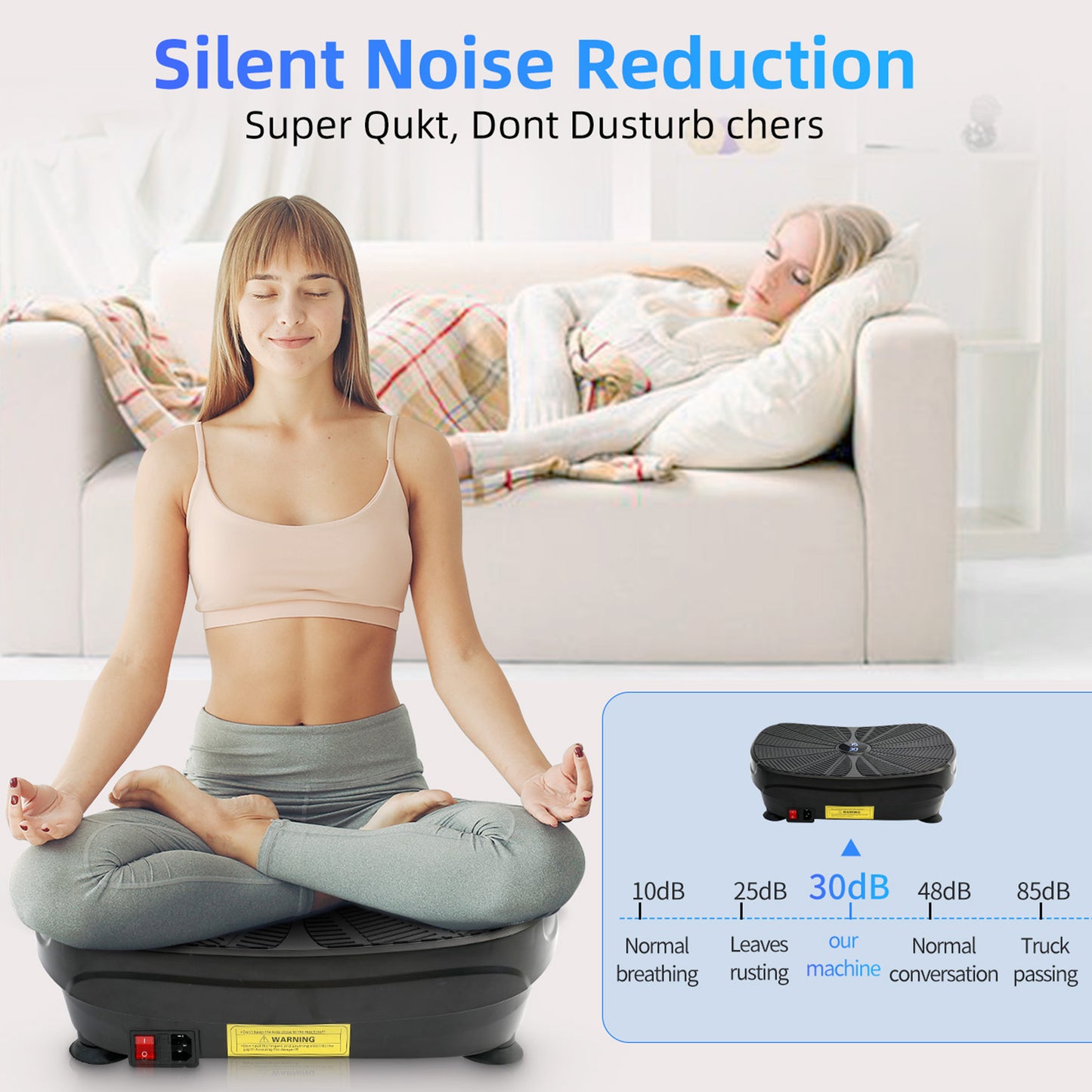 Vibration Plate Exercise Machine, Lymphatic Drainage Machine, Whole Body Workout Resistance Bands, Remote Control for Home Weight Loss and Training
