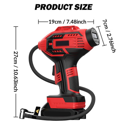 CATGOOD Cordless Tire Inflator, Handheld Air Compressor w/Digital Pressure Gauge, 150 Psi Air Pump for Car, Motorcycle, Bicycle, Balls, Red