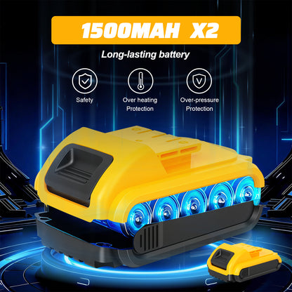 21V Cordless Drill Set, Electric Power Drill 50Nm with 3/8 Inch Keyless Chuck, 25+1 Clutch Compact Driver Drill with Work Light, Dual-Speed Power & 2 Battery and Fast Charger