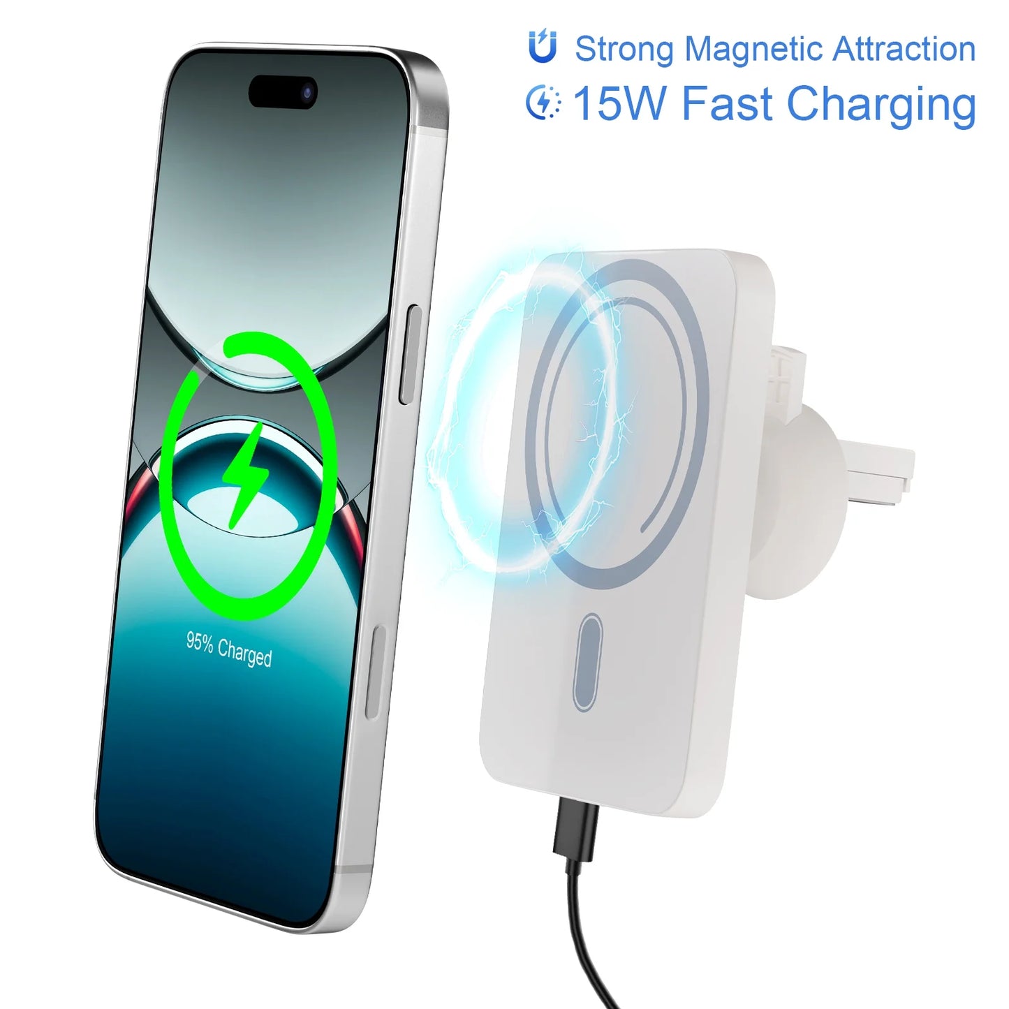 Wireless Charger Magnetic Car phone Holder for iPhone 17 16 15 14 13 Pro Max 12 Phone Car Accessories 15W Fast Charging Car Mount Charger